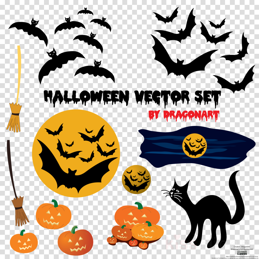 Silhouette Bats Png Clipart Clip Art - Png Free Cute Halloween Vectors (900x900), Png Download