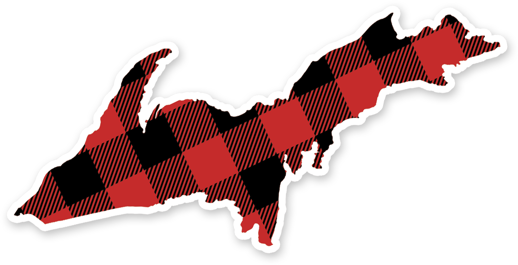 Plaid Upper Peninsula Sticker - Map Of Michigan (1200x1200), Png Download