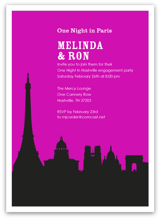 Paris Skyline Silhouette Party Invitations - Nashville (748x748), Png Download