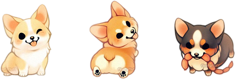 Tumblr Puppy Puppys Dog Cute Corgi Corgis - Kawaii Floofyfluff (1000x573), Png Download