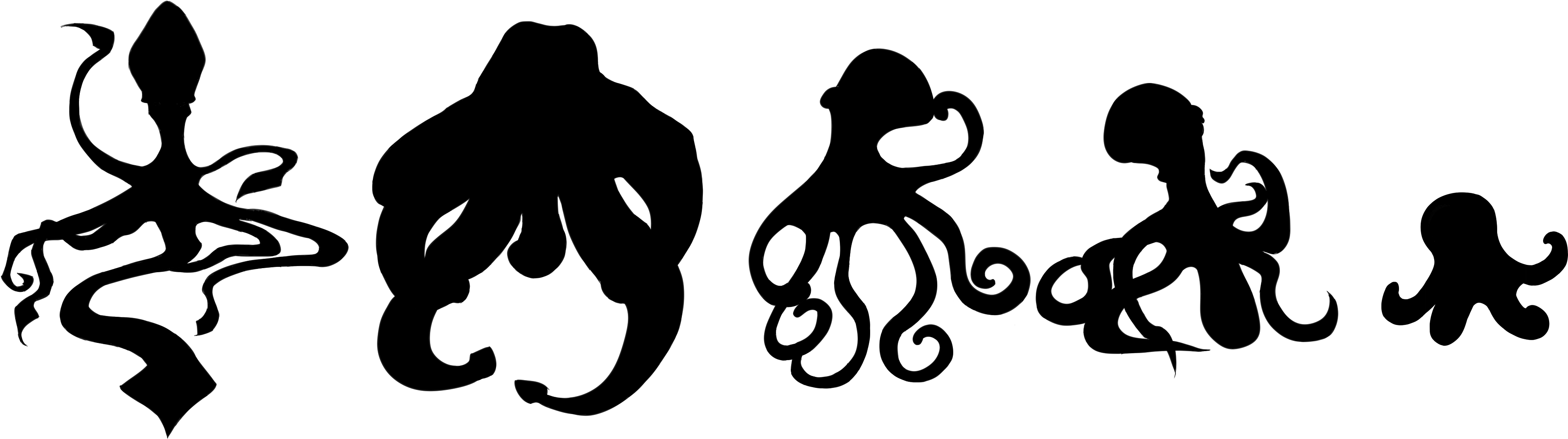 Octopi Lineup And Silhouettes - Digital Compositing (4024x1334), Png Download