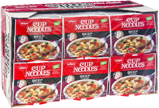 Nissin Cup Noodles, Beef Flavor - 2.25 Oz Tub (600x600), Png Download