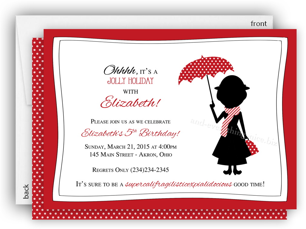 Mary Poppins Party Invitation • Baby Shower Birthday - Mary Poppins Themed Party Invitations (1016x756), Png Download