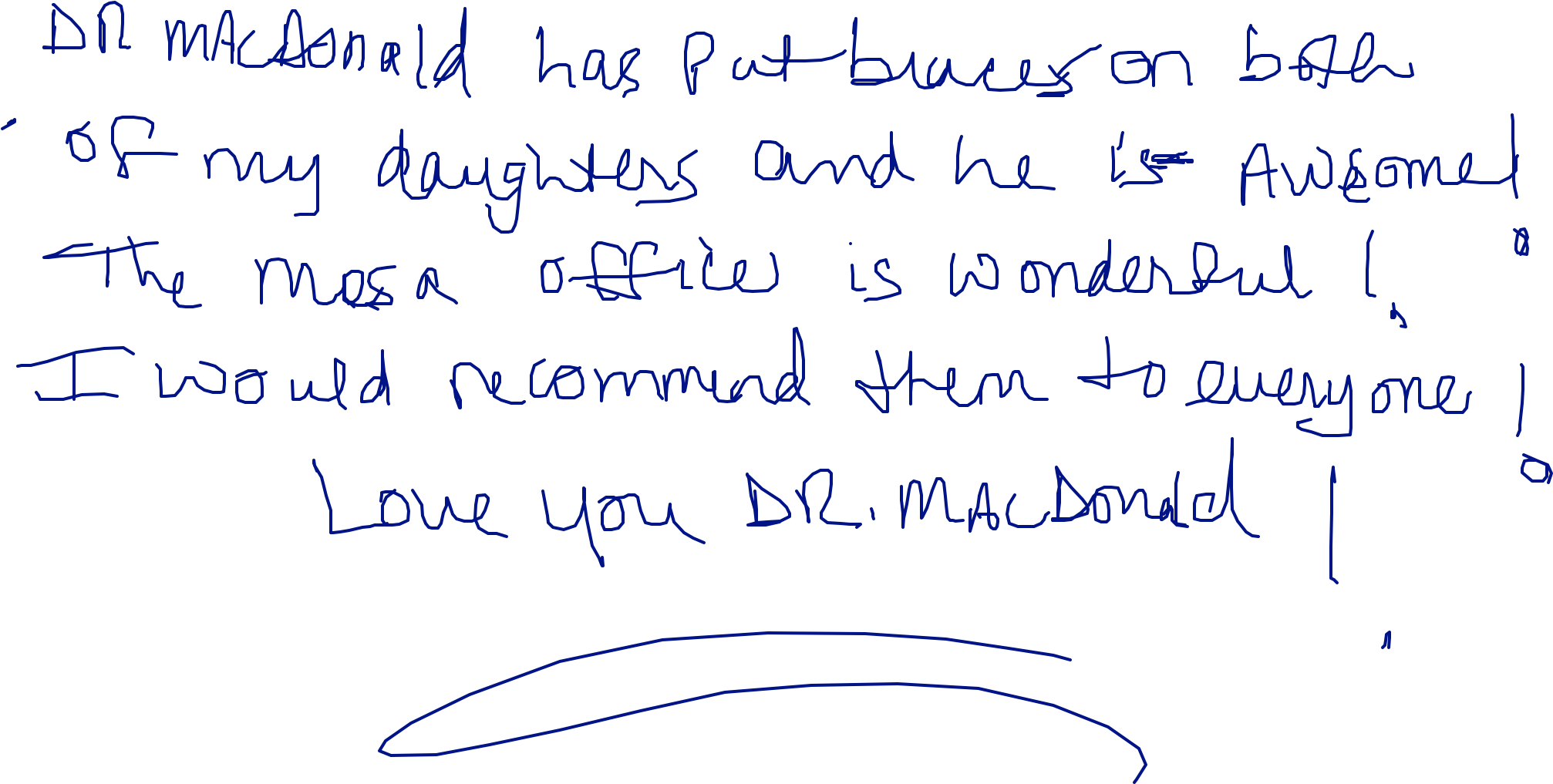 Macdonald Has Put Braces On Both O My Daughter And - Handwriting (2048x1292), Png Download