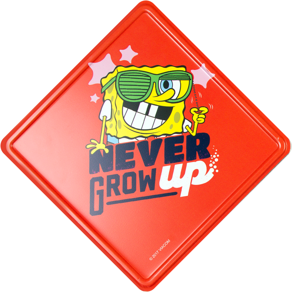 Never Grow Up Metal Door Sign - Spongebob Squarepants 144 Pages Coloring & Activity (1024x996), Png Download