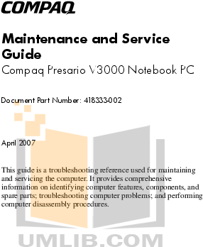 Pdf For Hp Laptop Compaq Presario,presario Cq41-226 - Compaq (612x792), Png Download