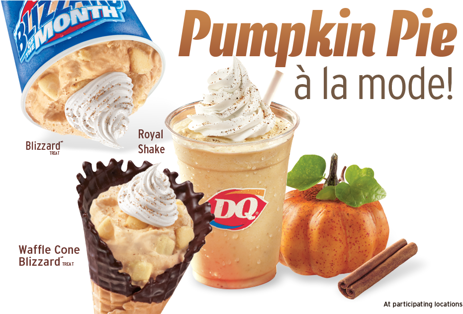 Pumpkin Pie A La Mode Blizzard Treat, Royal Shake, - Dairy Queen Pumpkin Pie Blizzard Calories (960x630), Png Download