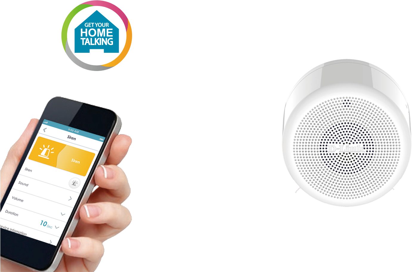 Mydlink Home Siren Front - D-link Mydlink Home Security Starter Kit-dch-107kt (1664x936), Png Download