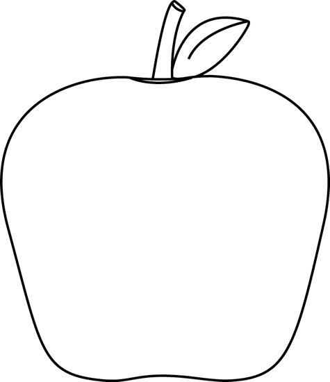 Black And White Apple Apple Outline, Apple Clip Art, - Clip Art Vowels Black And White (475x550), Png Download