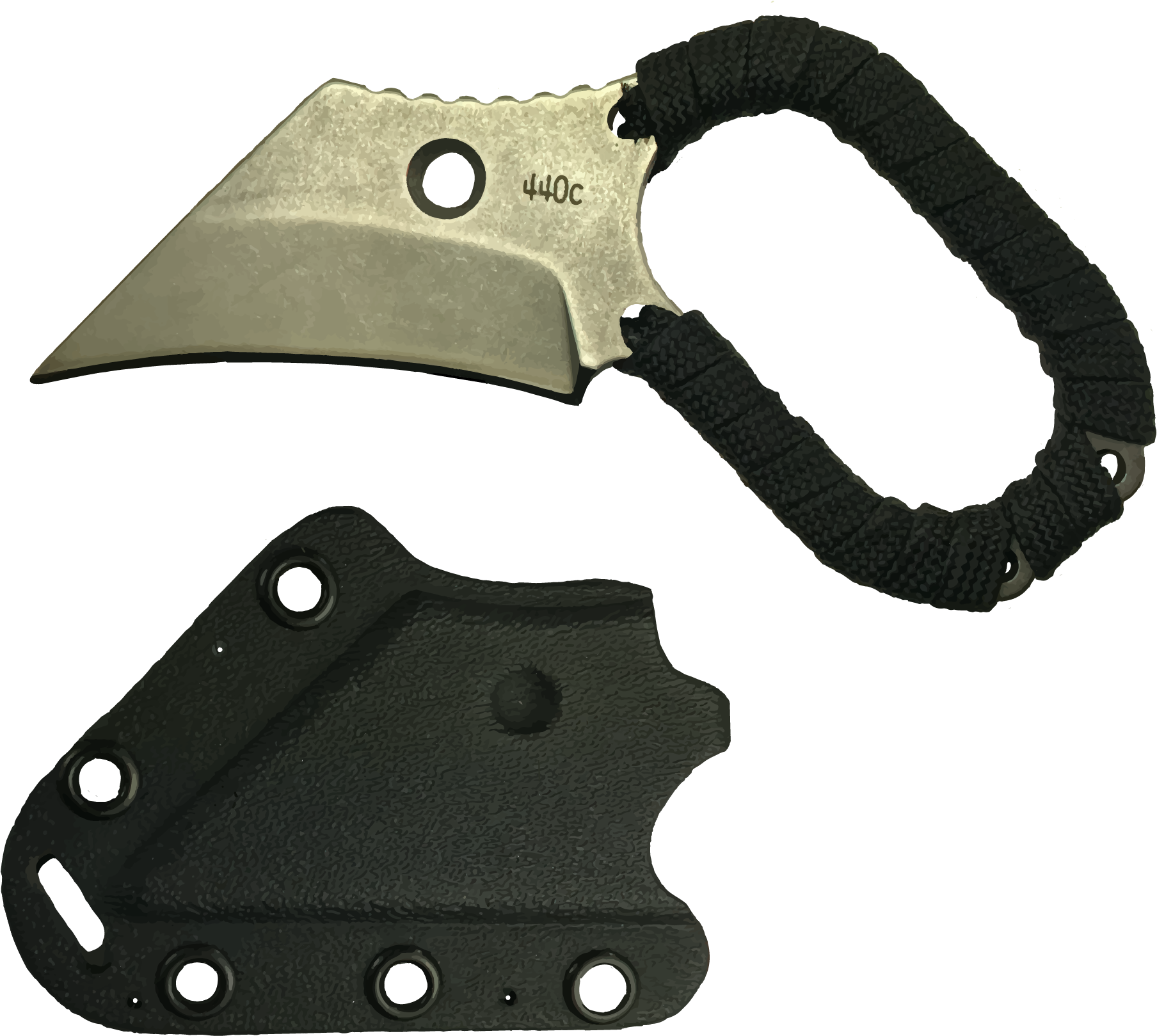 440c Stonewashed Tiger Claw - 440c (2048x2048), Png Download