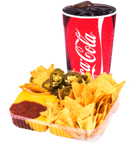 Nachos Large Menu - 16oz Coke Paper Cup (510x510), Png Download