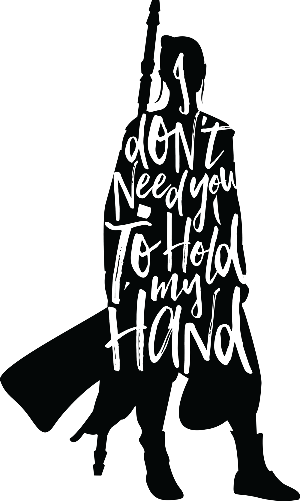 Don T Hold My - Rey Star Wars Silhouette (1000x1670), Png Download