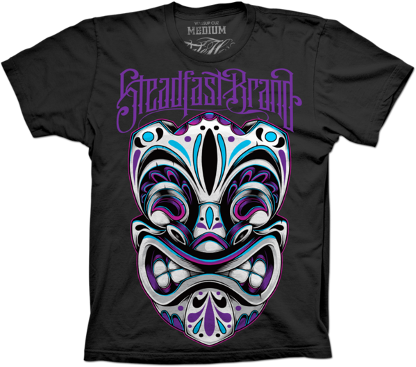 Steadfast Brand Tiki Mask T-shirt Design - Day Of The Dead Tiki (600x542), Png Download