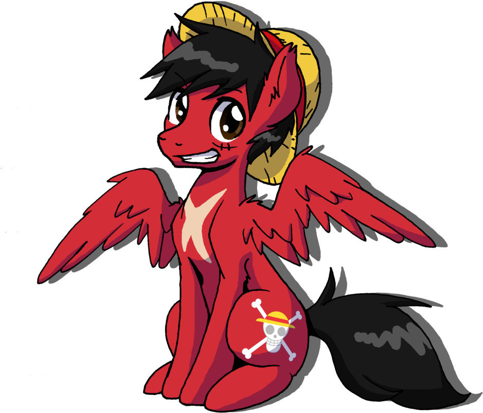Mikixthexgreat, Hat, Monkey D Luffy, One Piece, Pegasus, - One Piece Luffy Pony (1024x924), Png Download