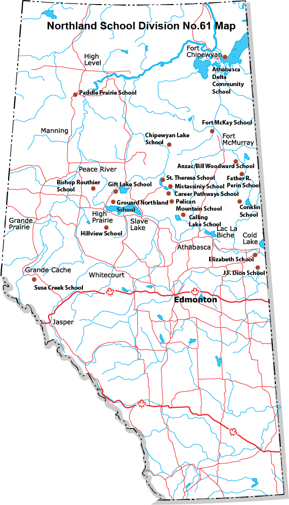 Map Of Northland School Division - Northland School Division No. 61 (571x997), Png Download