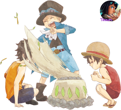 Ace, One Piece, And Luffy Image - Young Ace Sabo Luffy (500x428), Png Download