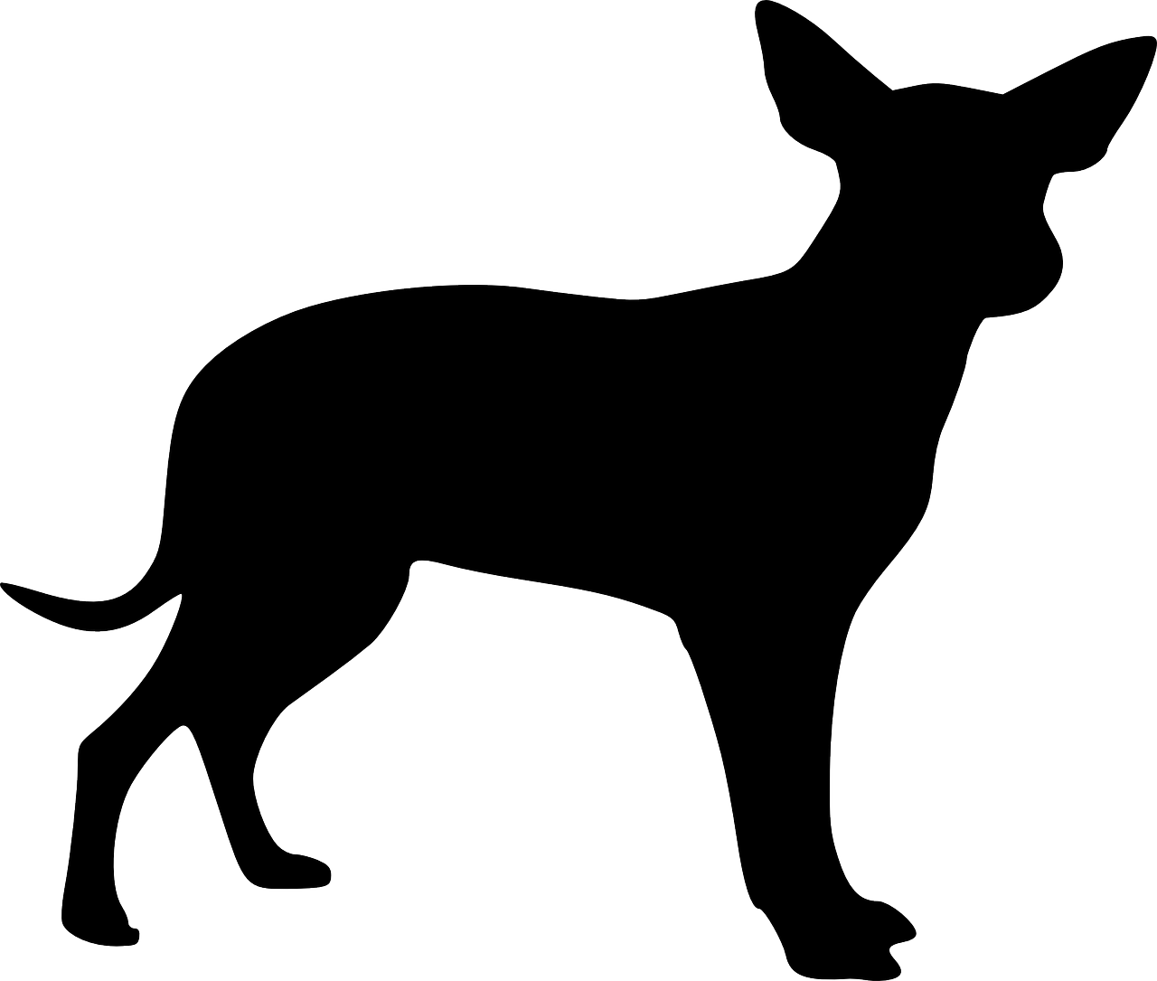 Puppy Clipart Silhouette - Cachorro Png Desenho Preto (600x509), Png Download