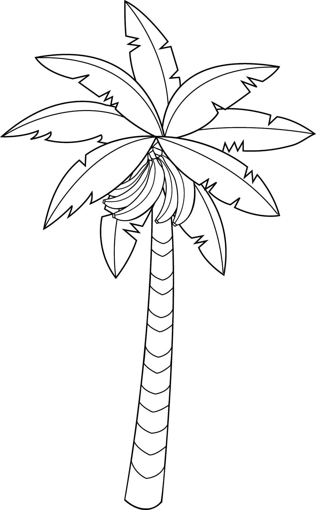 28 Collection Of Banana Tree Clipart Black And White - Easy Banana Tree Drawing (1024x1651), Png Download