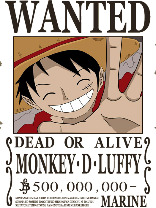 Bleed Area May Not Be Visible - One Piece Wanted Posters (525x700), Png Download