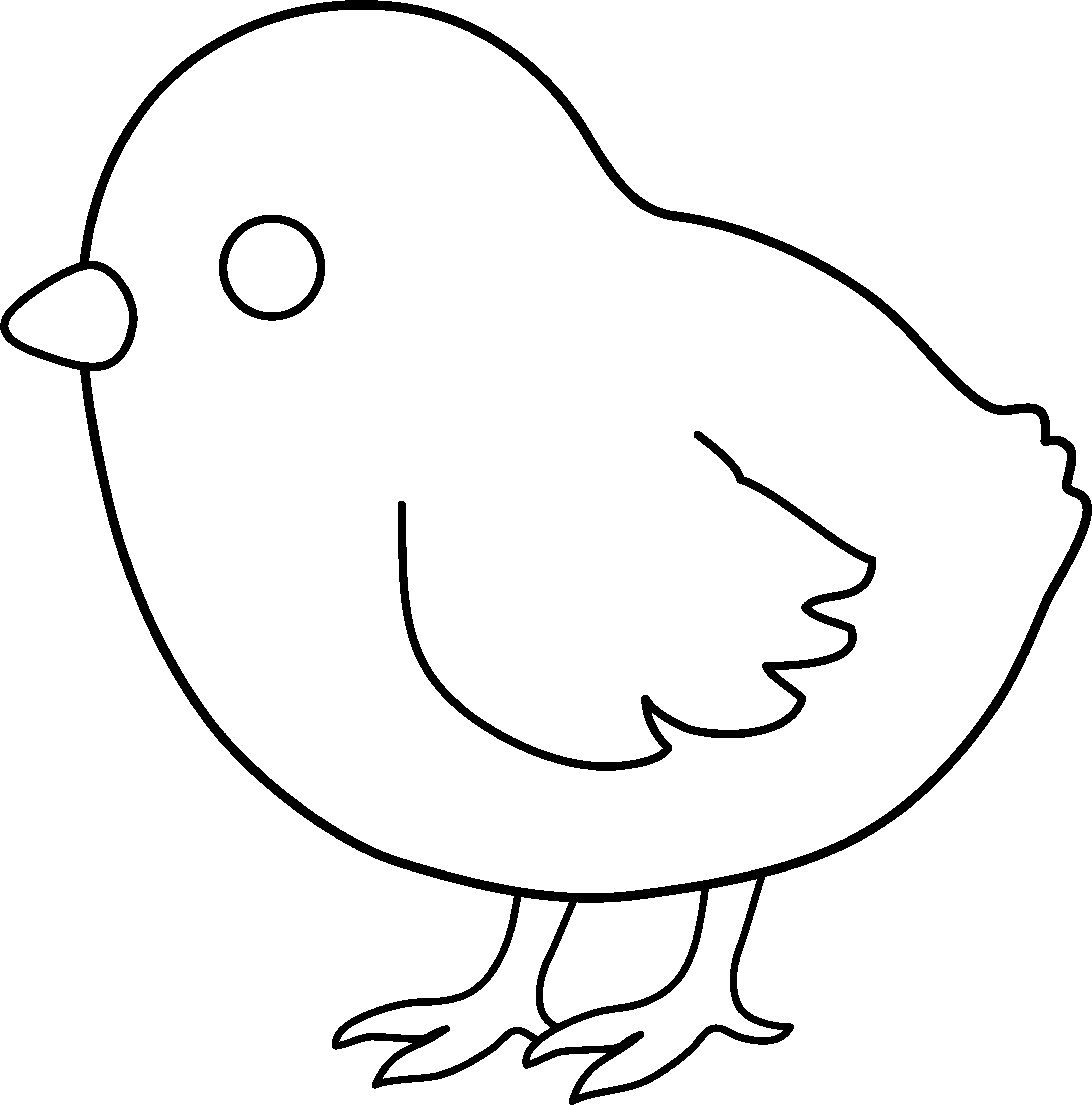 Cute Colorable Baby Chick - Baby Chick Clip Art Black And White Free (4334x4387), Png Download