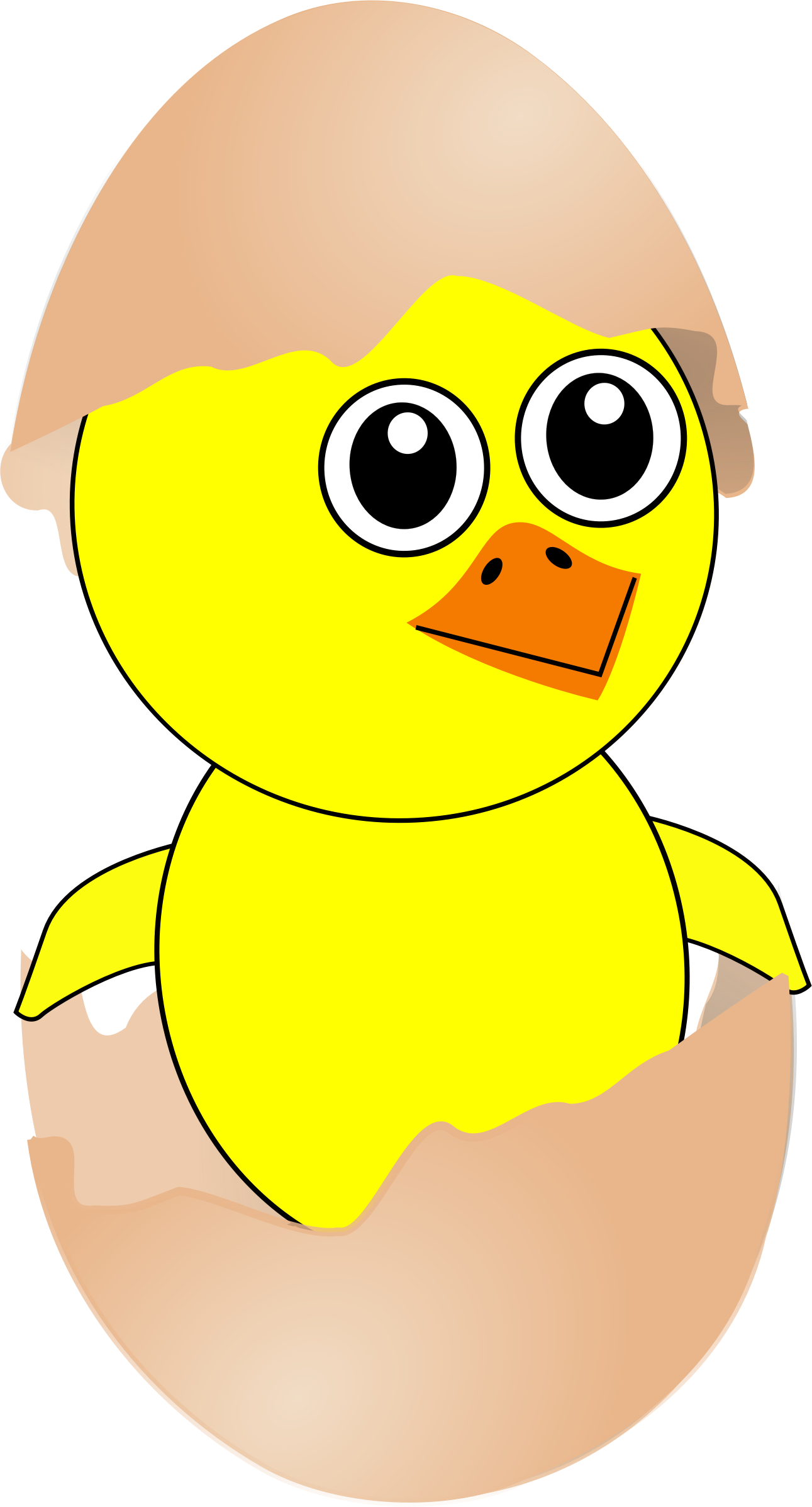 Easter Chick Cartoon - Chicken In Egg Drawing (1291x2394), Png Download