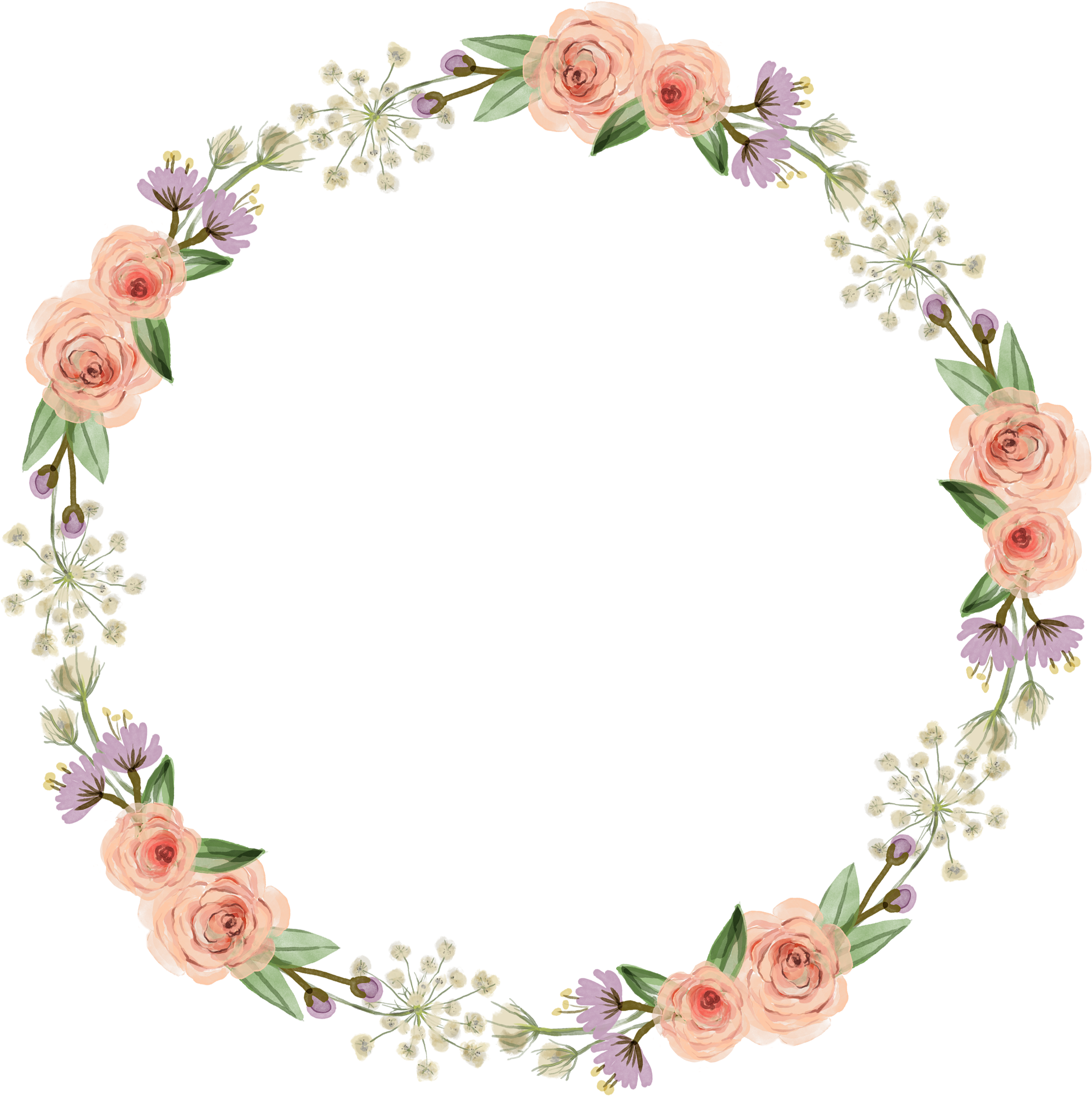 Watercolour - Vòng Hoa Vector Png (3000x3000), Png Download