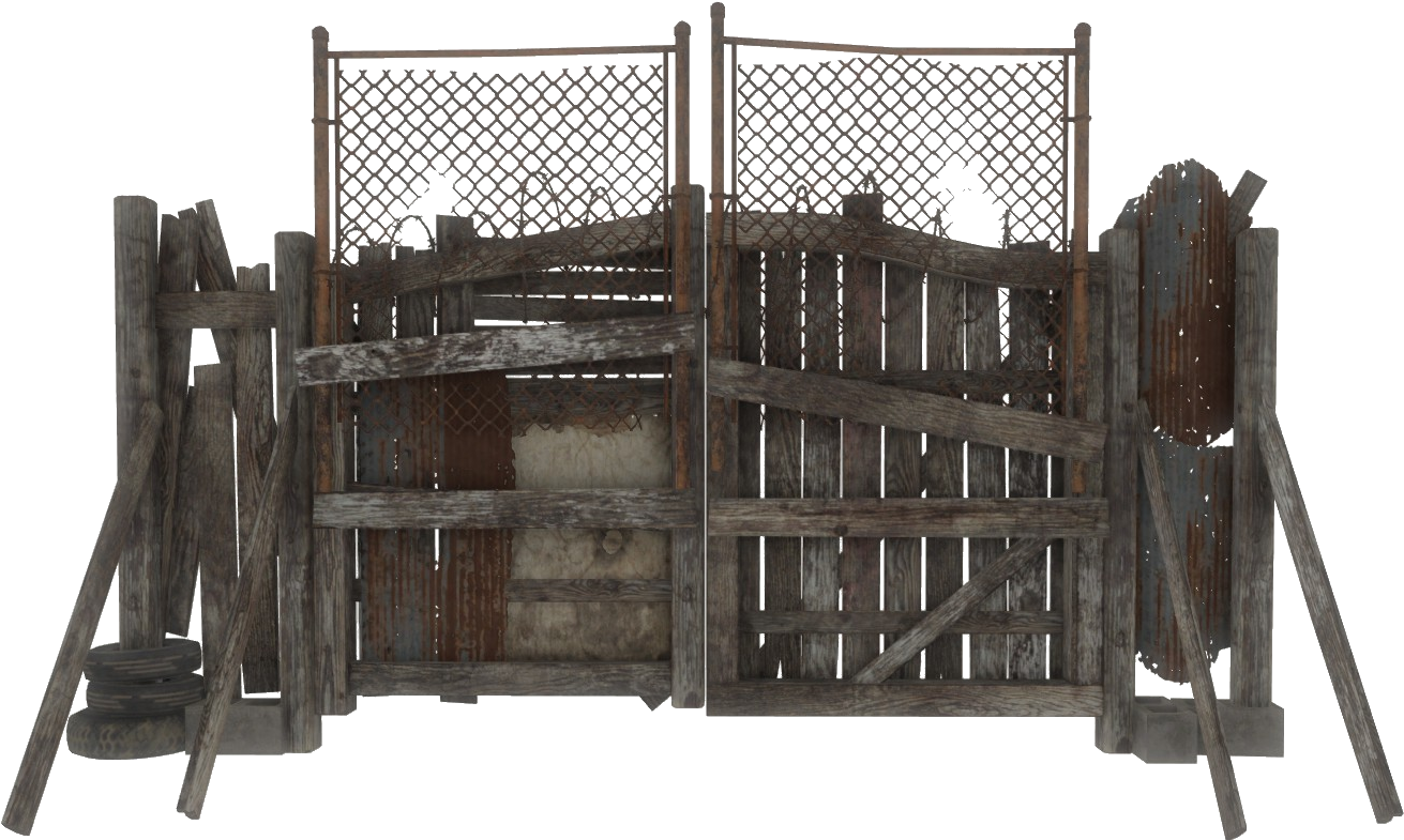 Fo4 Junk Fence Gate - Hardwood (1407x822), Png Download