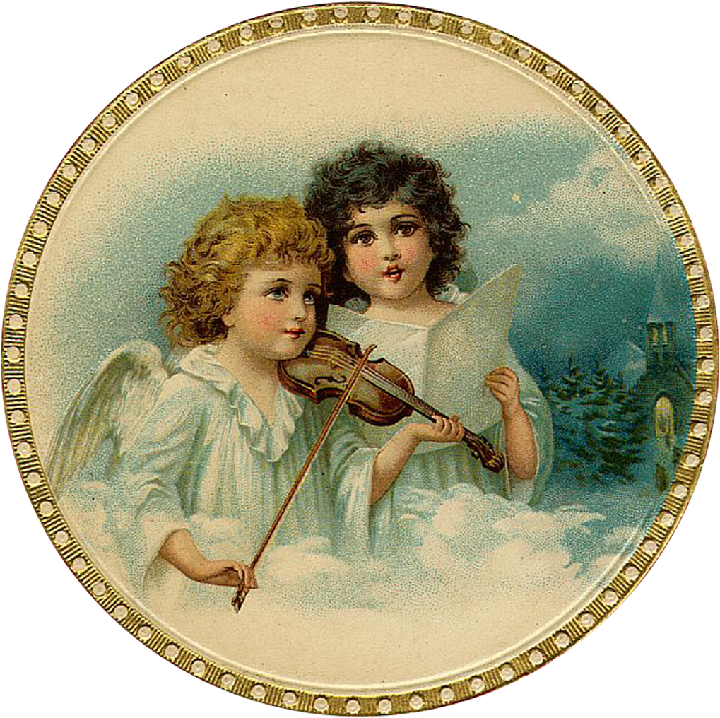 Vintage Christmas Angels - Free Victorian Christmas Angels (1051x1044), Png Download