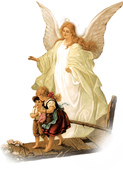 Collection Of Free Angel Transparent Holy - Guardian Angel Crossing The Bridge (409x565), Png Download