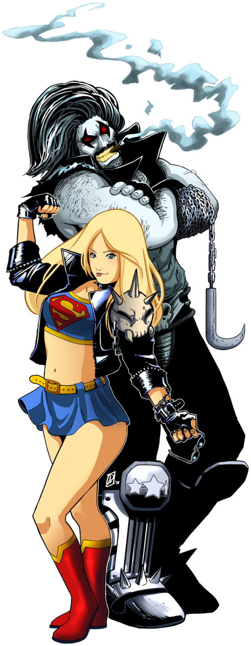 Supergirl And Lobo By Dav - Supergirl And Lobo (1024x1407), Png Download