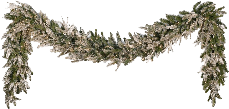 Garland Christmas Snow - White Christmas Garland Png (736x384), Png Download