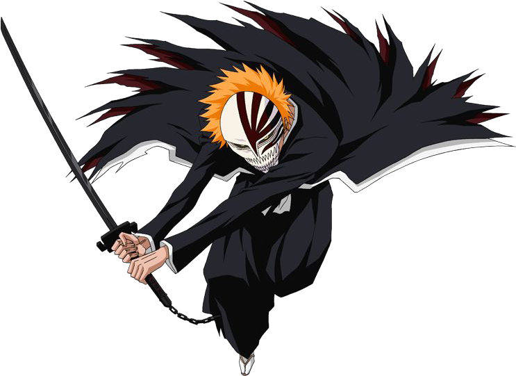 In The Anime 'bleach' - Ichigo Kurosaki Bankai Hollow Mask (602x442), Png Download