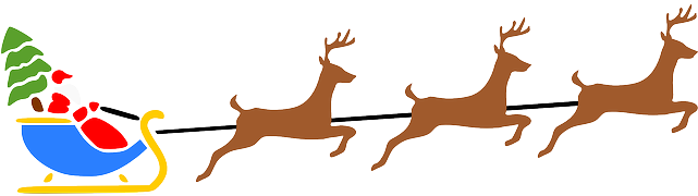 Deer, Fly, Flying, Color, Christmas, Snow, Santa, Gifts - Sleigh Ride Note Cards (640x320), Png Download