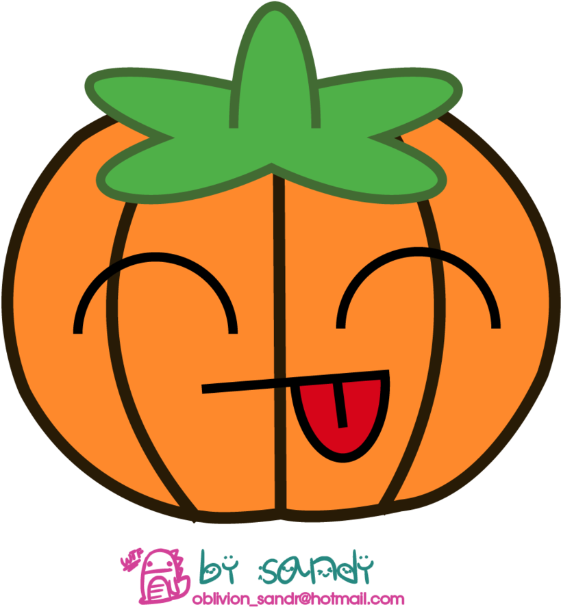 Kawaii Pumpkin By Sandy-oblivion On Deviantart Vector - Kawaii Pumpkin (857x933), Png Download