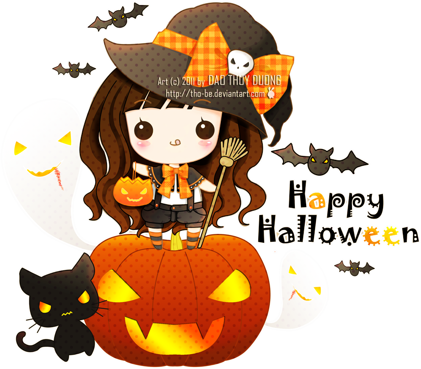 Kawaii Halloween By Tho-be On Deviantart Banner Free - Halloween Kawaii (900x767), Png Download