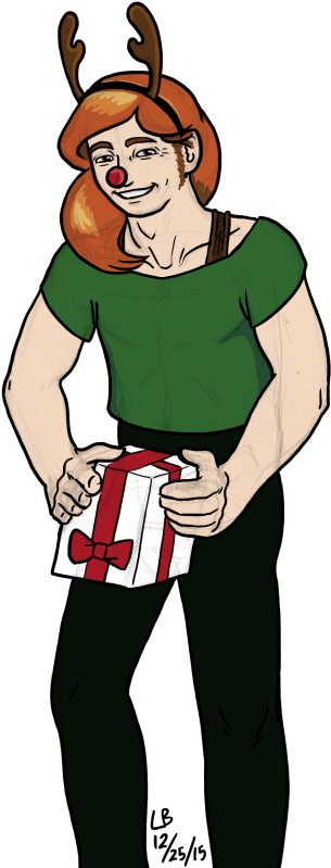 A Jaunty Picture Of Mac Sporting A Reindeer Antler - Cartoon (386x810), Png Download