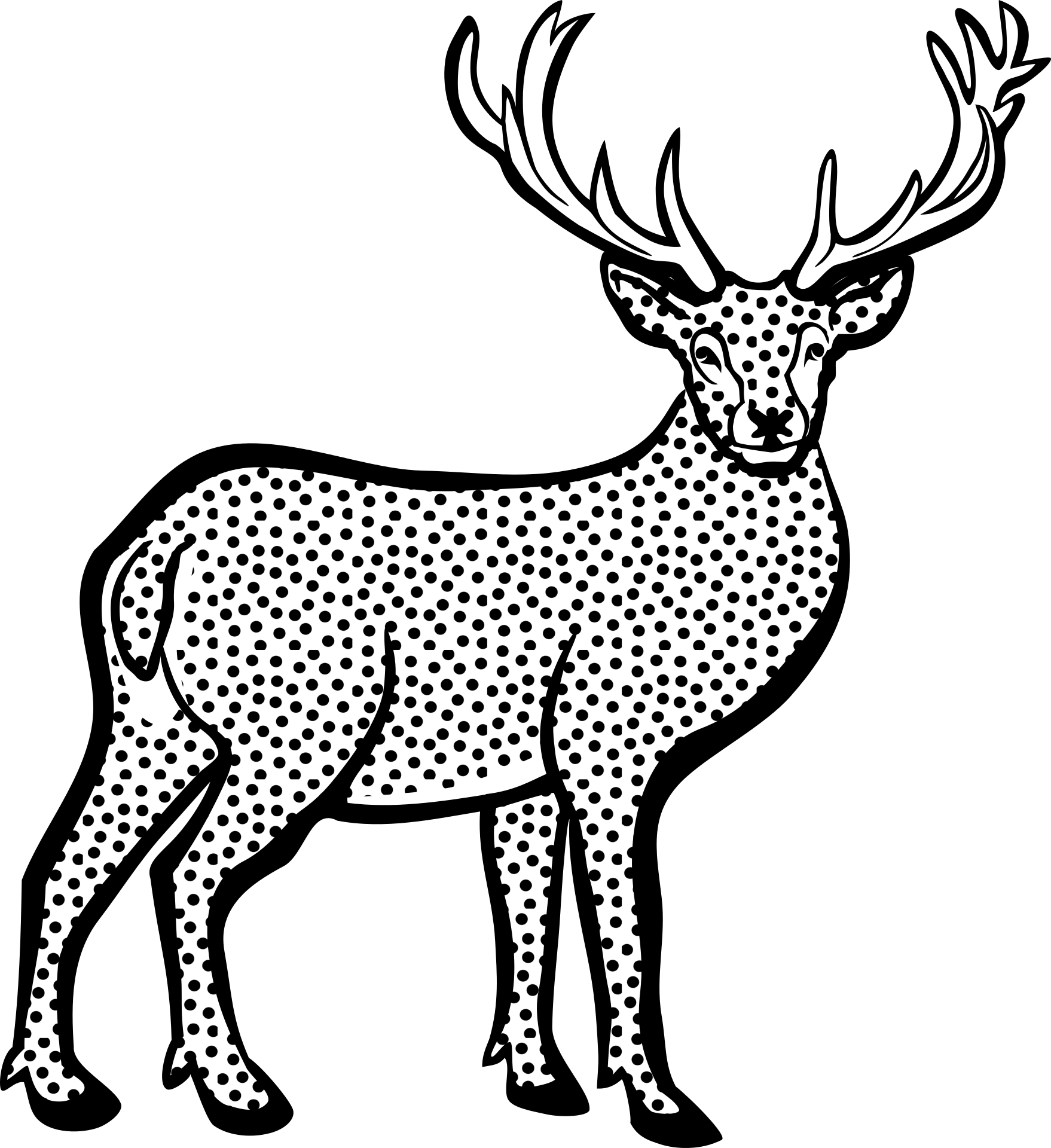 White Tailed Red Clip Art Transprent Png - Line Art Of Deer (1758x1920), Png Download