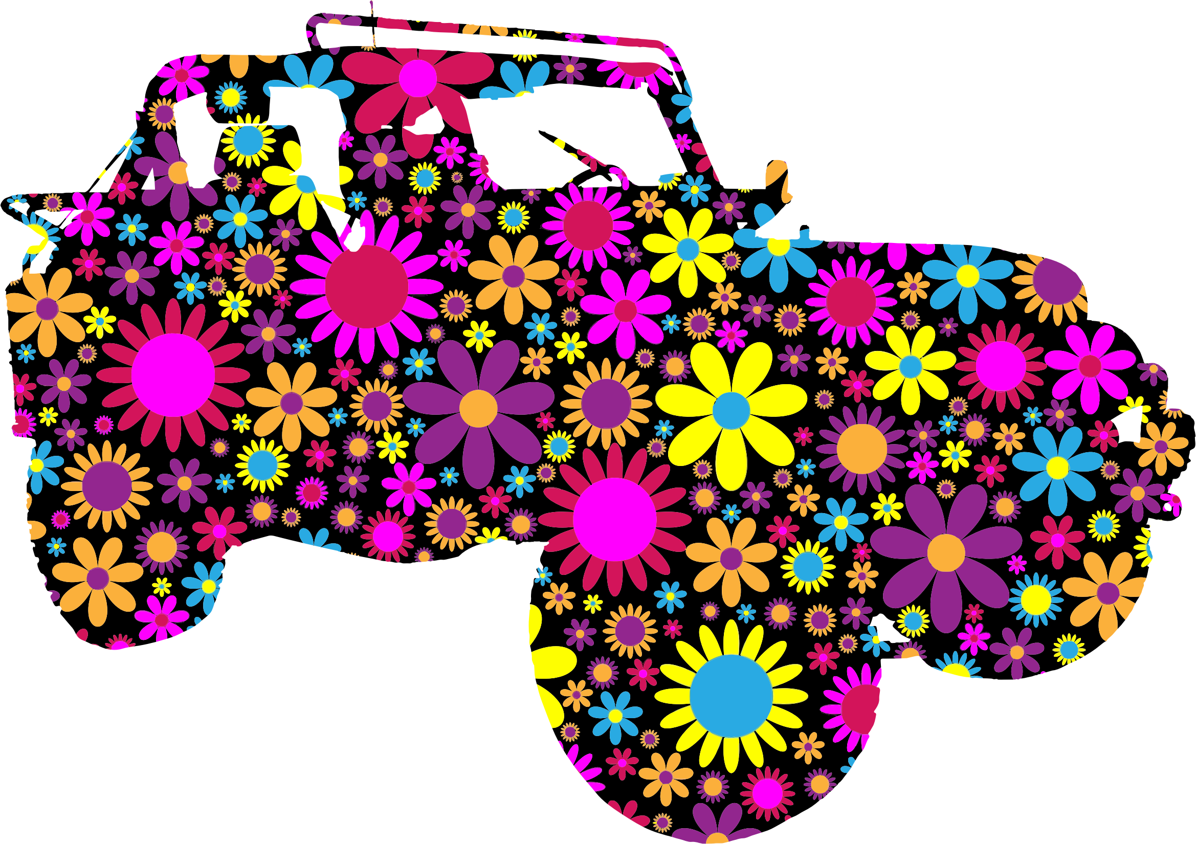 This Free Icons Png Design Of Floral Jeep Silhouette (2338x1650), Png Download