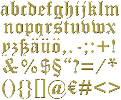 Seal, Initials, Letter, Wax Seal - Old English Name Necklace, Yellow Gold Filled Name (411x340), Png Download