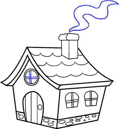 Drawn House Cartoon Flower - Drawing (678x600), Png Download