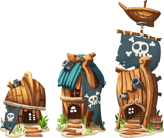 Pirate House Pirate Power House Level 1to3 - Pirate House Cartoon (562x473), Png Download