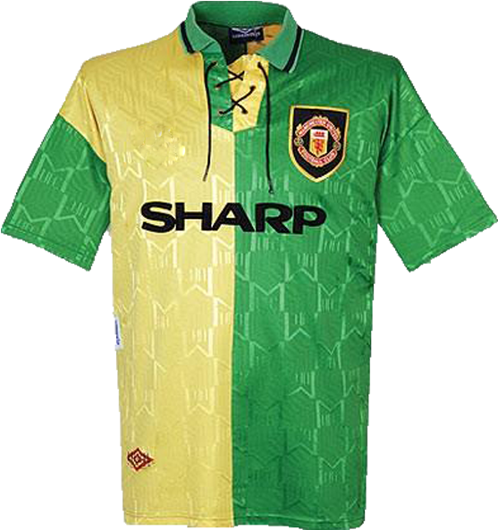 1992-1994 Manchester United Third Green/gold Shirt - Retro Man Utd Shirts (600x600), Png Download