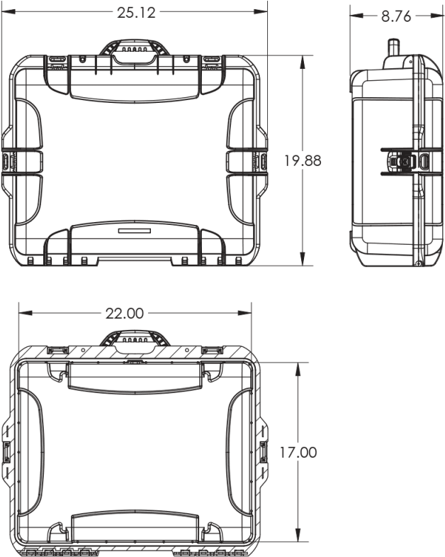 Dimensions Of The Nanuk 945 Dji Phantom Case Hard Case - Dji Phantom 4 Drawings (684x848), Png Download