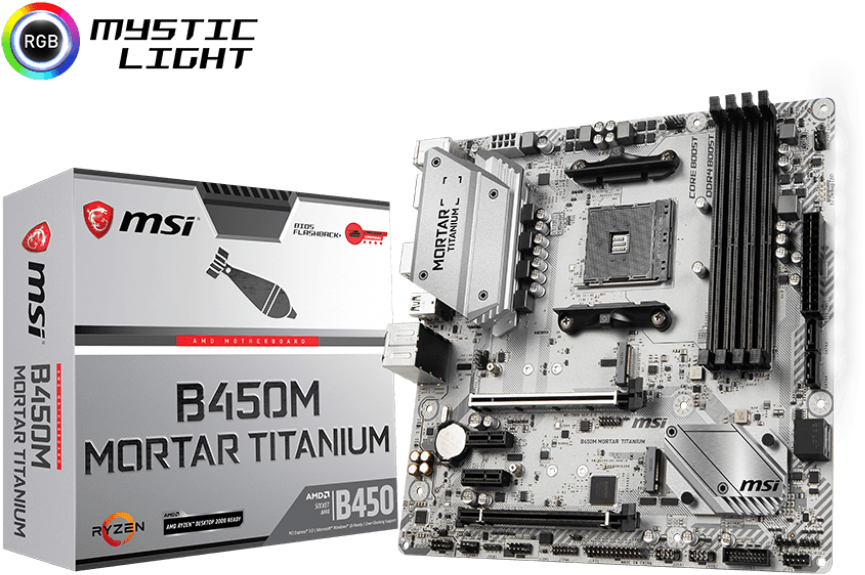 Msi B450m Mortar Titanium (1024x819), Png Download