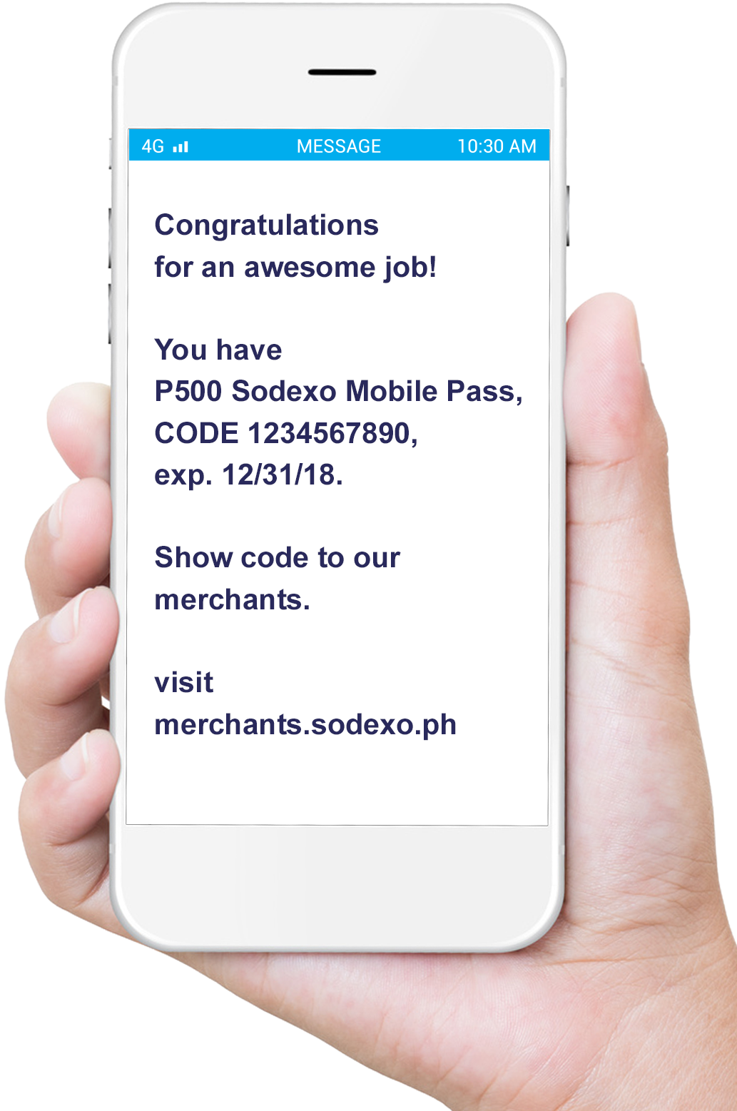 Sample Mobile Pass As Seen Via Sms (1125x1688), Png Download