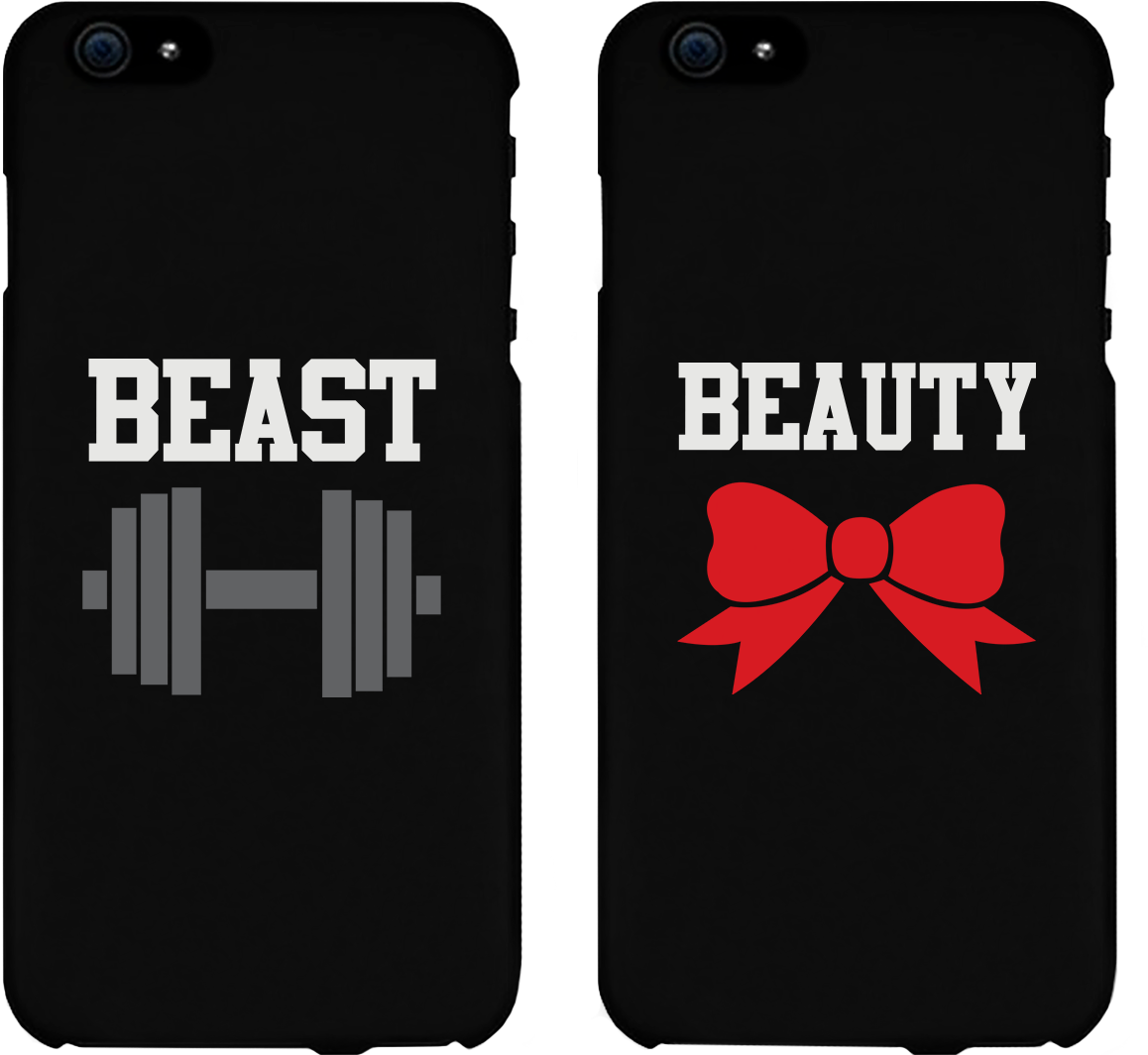 Beauty & Beast Matching Couple Black Phonecases - Cute Couple Mobile Covers (1860x1200), Png Download