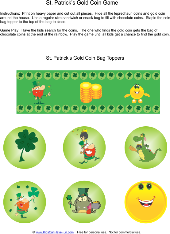Patrick's Day Gold Coin Game - Smiley (565x764), Png Download