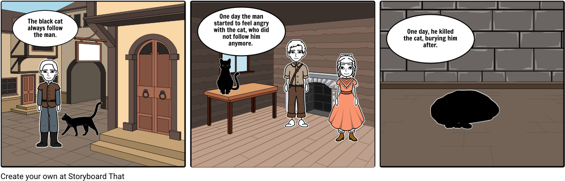 The Black Cat - Cartoon (1164x385), Png Download