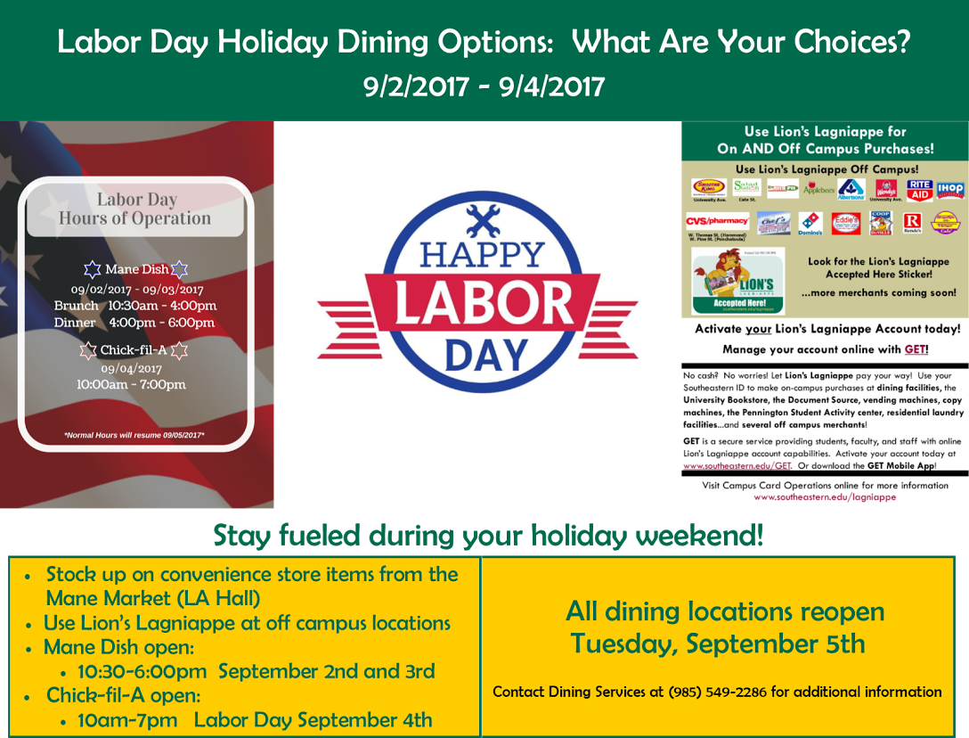 Labor Day Dining Options - Flyer (1088x828), Png Download