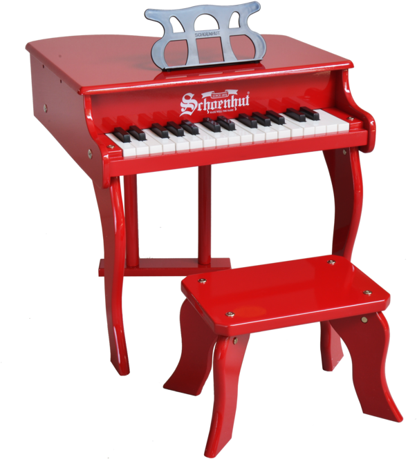 Schoenhut Fancy Baby Grand Piano 30-key Red - Piano (650x730), Png Download